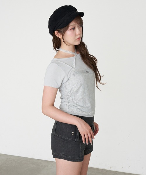 RAY CASSIN(レイカズン)の「レースキャミセットTシャツ(Tシャツ/カットソー・レディース・ブラック/グレー/ホワイト・FREE)」の14枚目の写真