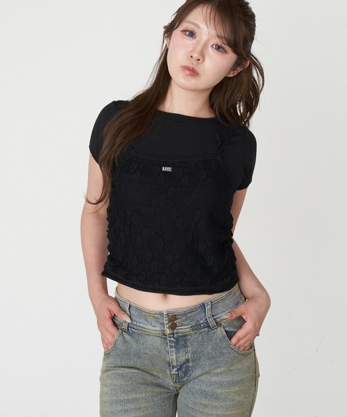 RAY CASSIN(レイカズン)の「レースキャミセットTシャツ(Tシャツ/カットソー・レディース・ブラック/グレー/ホワイト・FREE)」の19枚目の写真