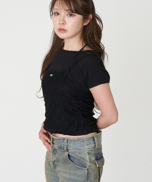 RAY CASSIN(レイカズン)の「レースキャミセットTシャツ(Tシャツ/カットソー・レディース・ブラック/グレー/ホワイト・FREE)」の20枚目の写真