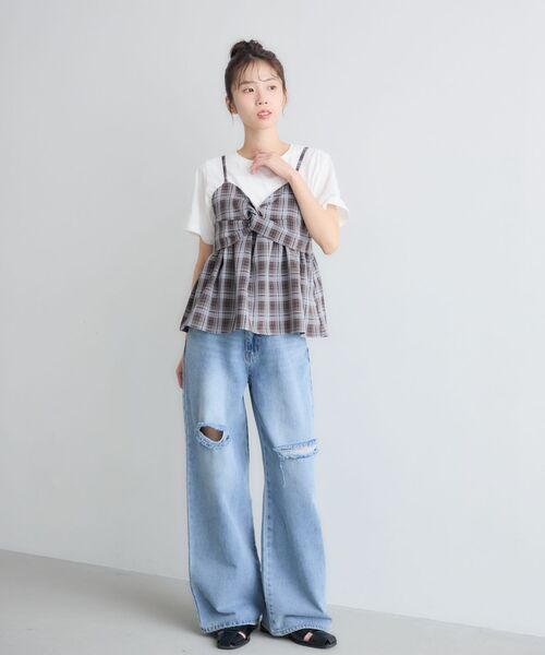 RETRO GIRL(レトロガール)の「【2サイズ】ストレートダメージデニムPT(デニムパンツ・レディース・ブラック/ライトブルー・LARGE/MEDIUM)」の7枚目の写真