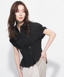 【スタイルアップが叶う】シェイプタックウエストシャツ|夏服/オフィスカジュアル/ウォッシャブル/防シワ/接触冷感/UVカット/涼しい