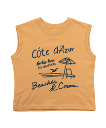 アジュールビーチ 袖なしTシャツ-マスタード(Azur sleeveless T mustard)