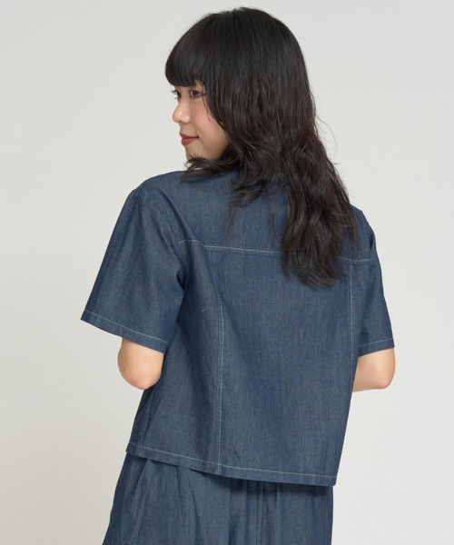 RU.TI.LE(ルチル)の「【RU.TI.LE】ダンガリー半そでシャツ+スカートセット(セットアップ・レディース・ネイビー/ライトブルー・MEDIUM)」の19枚目の写真