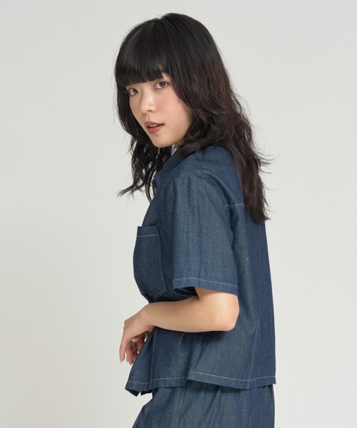RU.TI.LE(ルチル)の「【RU.TI.LE】ダンガリー半そでシャツ+スカートセット(セットアップ・レディース・ネイビー/ライトブルー・MEDIUM)」の18枚目の写真