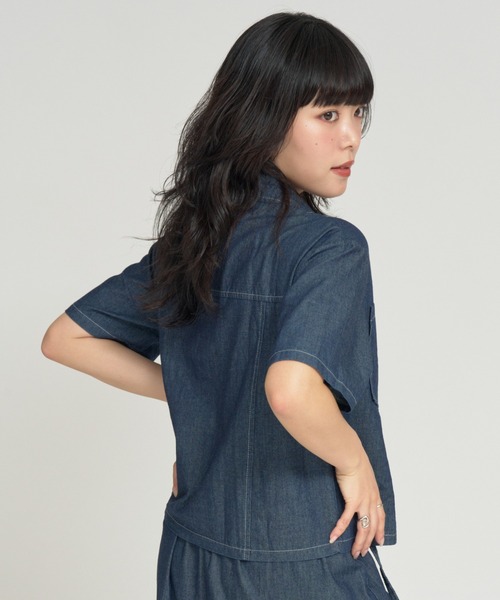 RU.TI.LE(ルチル)の「【RU.TI.LE】ダンガリー半そでシャツ+スカートセット(セットアップ・レディース・ネイビー/ライトブルー・MEDIUM)」の17枚目の写真