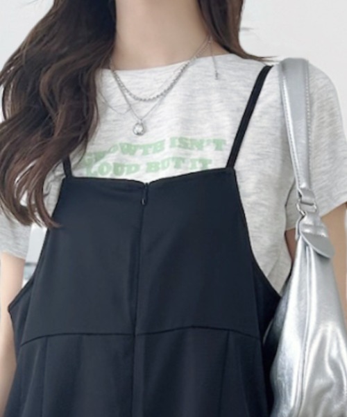 umune（ウムネ）の「サロペット フロントジップ ワイドパンツ オールインワン つなぎ オーバーオール 体型カバー ゆったり 脚長効果 カジュアル 秋 冬（サロペット/オーバーオール・レディース・ブラック/アイボリー/イエロー・FREE）」の17枚目の写真