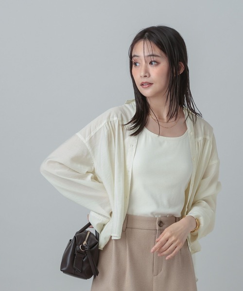 GLOBAL WORK(グローバルワーク)の「MATINEE LINE/シアーギャザーシャツ長袖/678472(シャツ/ブラウス・レディース・ホワイト/ブルー系その他5/ピンク・MEDIUM/LARGE)」の9枚目の写真