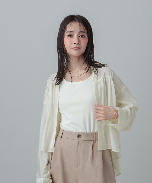 GLOBAL WORK(グローバルワーク)の「MATINEE LINE/シアーギャザーシャツ長袖/678472(シャツ/ブラウス・レディース・ホワイト/ブルー系その他5/ピンク・MEDIUM/LARGE)」の10枚目の写真