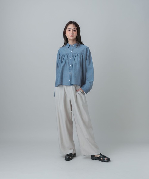 GLOBAL WORK(グローバルワーク)の「MATINEE LINE/シアーギャザーシャツ長袖/678472(シャツ/ブラウス・レディース・ホワイト/ブルー系その他5/ピンク・MEDIUM/LARGE)」の11枚目の写真
