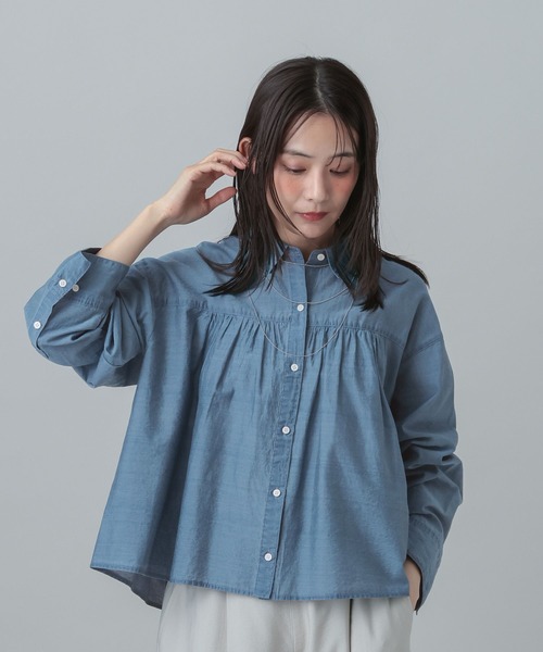 GLOBAL WORK(グローバルワーク)の「MATINEE LINE/シアーギャザーシャツ長袖/678472(シャツ/ブラウス・レディース・ホワイト/ブルー系その他5/ピンク・MEDIUM/LARGE)」の13枚目の写真