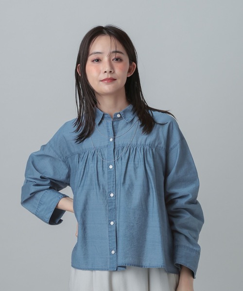 GLOBAL WORK(グローバルワーク)の「MATINEE LINE/シアーギャザーシャツ長袖/678472(シャツ/ブラウス・レディース・ホワイト/ブルー系その他5/ピンク・MEDIUM/LARGE)」の14枚目の写真