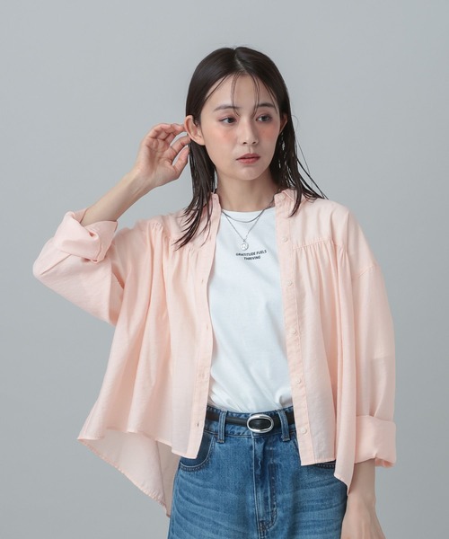 GLOBAL WORK(グローバルワーク)の「MATINEE LINE/シアーギャザーシャツ長袖/678472(シャツ/ブラウス・レディース・ホワイト/ブルー系その他5/ピンク・MEDIUM/LARGE)」の21枚目の写真