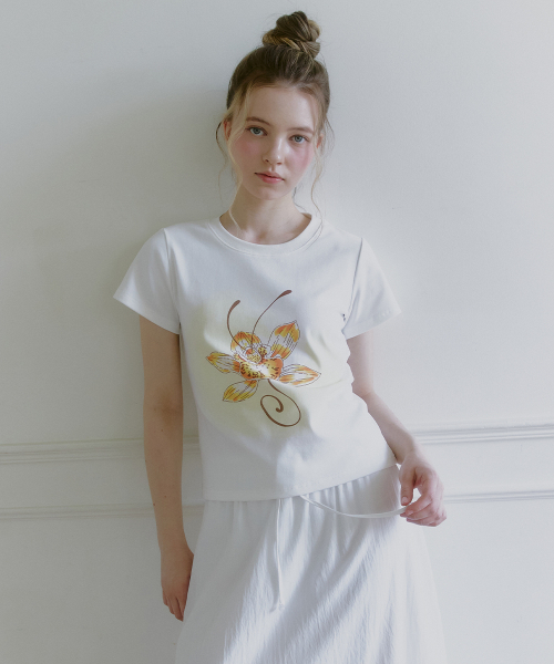 MICANE（ミケーネ）の「アロハ-イエローフラワーTシャツ（Tシャツ/カットソー・レディース・アイボリー・MEDIUM/LARGE/X-LARGE/SMALL）」の4枚目の写真