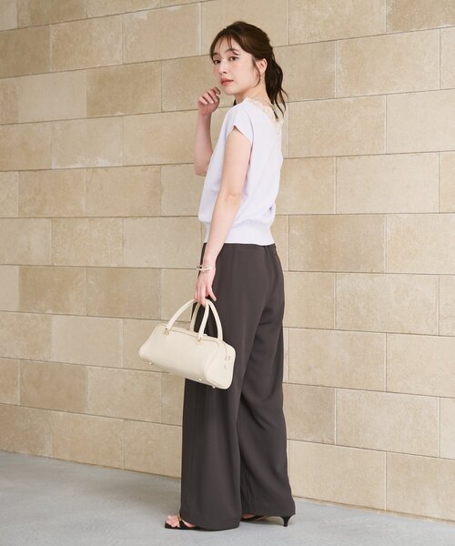 La boutique BonBon(ラブティックボンボン)の「【シリーズ累計お気に入り数1.5万突破!接触冷感・UVカット】クールタッチUVレース付きVネックニット(ニット/セーター・レディース・ブラック/バイオレット/ホワイト・FREE)」の14枚目の写真