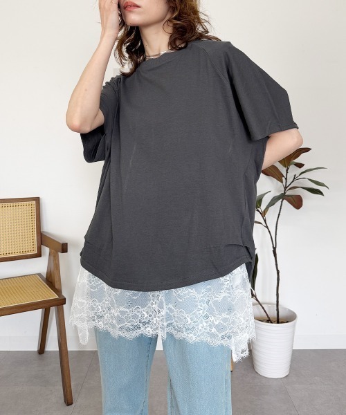 RCD(アールシーディー)の「バルーンスリーブ5分袖Tシャツ(Tシャツ/カットソー・レディース・ブラック/チャコールグレー/オフホワイト・M-L/LL~3L/4L~5L)」の3枚目の写真