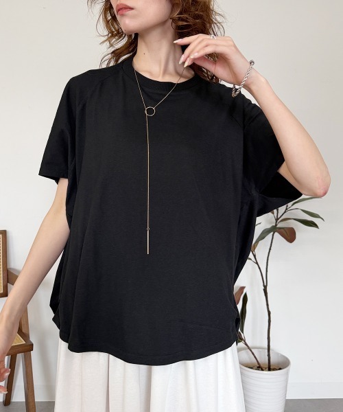 RCD(アールシーディー)の「バルーンスリーブ5分袖Tシャツ(Tシャツ/カットソー・レディース・ブラック/チャコールグレー/オフホワイト・M-L/LL~3L/4L~5L)」の8枚目の写真