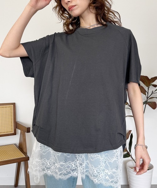 RCD(アールシーディー)の「バルーンスリーブ5分袖Tシャツ(Tシャツ/カットソー・レディース・ブラック/チャコールグレー/オフホワイト・M-L/LL~3L/4L~5L)」の11枚目の写真