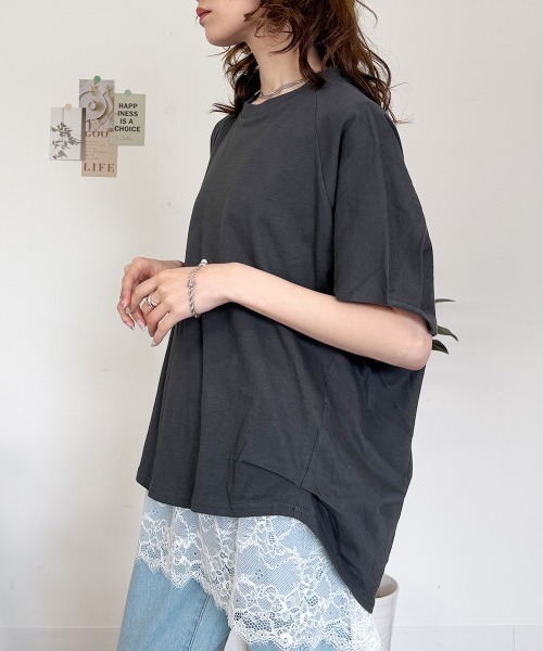 RCD(アールシーディー)の「バルーンスリーブ5分袖Tシャツ(Tシャツ/カットソー・レディース・ブラック/チャコールグレー/オフホワイト・M-L/LL~3L/4L~5L)」の12枚目の写真