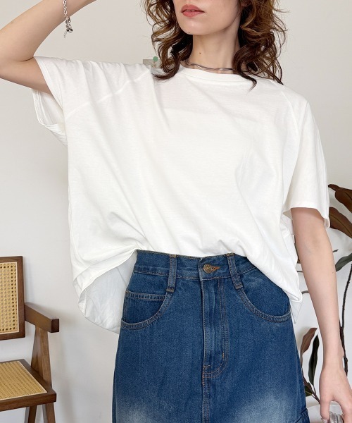 RCD(アールシーディー)の「バルーンスリーブ5分袖Tシャツ(Tシャツ/カットソー・レディース・ブラック/チャコールグレー/オフホワイト・M-L/LL~3L/4L~5L)」の5枚目の写真