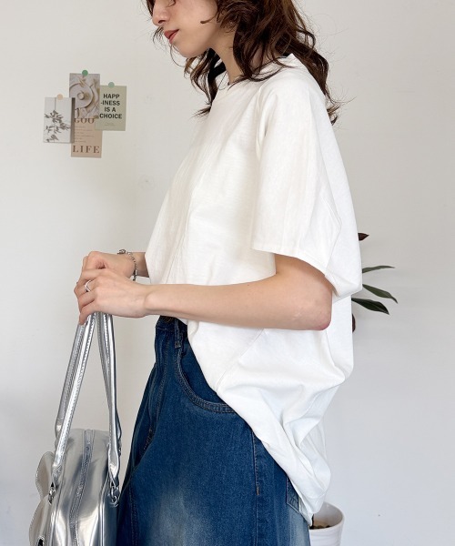 RCD(アールシーディー)の「バルーンスリーブ5分袖Tシャツ(Tシャツ/カットソー・レディース・ブラック/チャコールグレー/オフホワイト・M-L/LL~3L/4L~5L)」の6枚目の写真