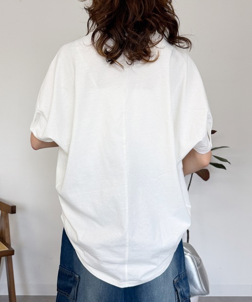 RCD(アールシーディー)の「バルーンスリーブ5分袖Tシャツ(Tシャツ/カットソー・レディース・ブラック/チャコールグレー/オフホワイト・M-L/LL~3L/4L~5L)」の7枚目の写真