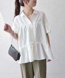 WEB限定】〈洗濯機可能〉ラフ サテン フリルカラー ブラウス 26SS