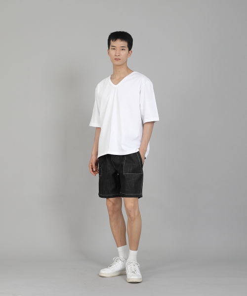 SAINTCREW(セントクルー)の「無地Vネック5部半袖TシャツVHR-895ホワイト(Tシャツ/カットソー・メンズ・その他・MEDIUM/LARGE/X-LARGE/XX-LARGE/XXX-LARGE/XXXX-LARGE)」の7枚目の写真