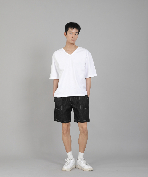 SAINTCREW(セントクルー)の「無地Vネック5部半袖TシャツVHR-895ホワイト(Tシャツ/カットソー・メンズ・その他・MEDIUM/LARGE/X-LARGE/XX-LARGE/XXX-LARGE/XXXX-LARGE)」の4枚目の写真