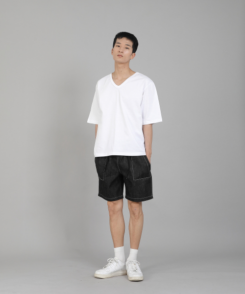 SAINTCREW(セントクルー)の「無地Vネック5部半袖TシャツVHR-895ホワイト(Tシャツ/カットソー・メンズ・その他・MEDIUM/LARGE/X-LARGE/XX-LARGE/XXX-LARGE/XXXX-LARGE)」の2枚目の写真