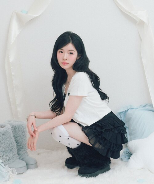 OLIVE des OLIVE（オリーブデオリーブ）の「Milky Star アンサンブル（アンサンブル・レディース・オフホワイト/ピンク/サックスブルー/ブラック・FREE）」の10枚目の写真