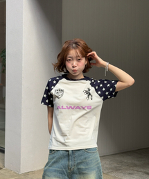 AMOU（アモウ）の「Always Star Reglan T-shirts BLUE（Tシャツ/カットソー）」