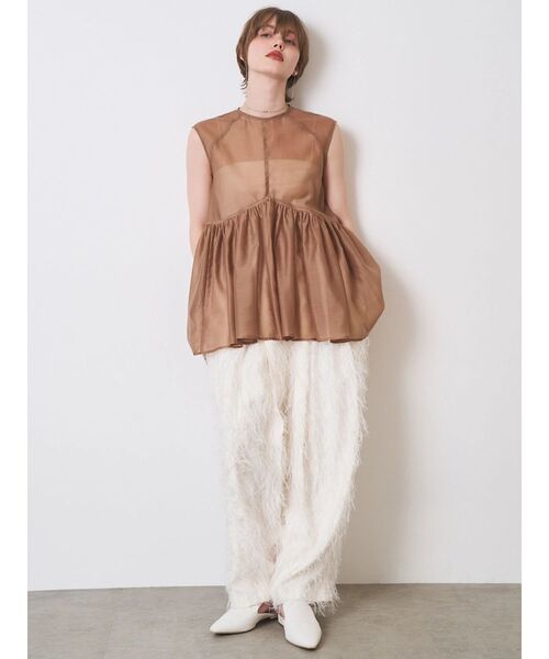 ELENDEEK(エレンディーク)の「フリンジイージタックパンツ(その他パンツ・レディース・ブラック/オフホワイト・2/1)」の5枚目の写真