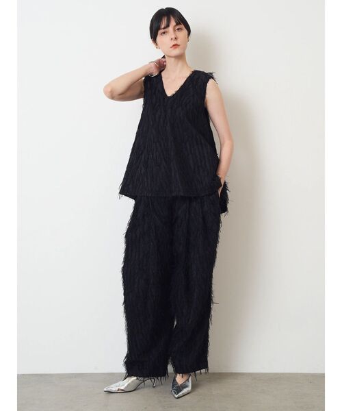 ELENDEEK(エレンディーク)の「フリンジイージタックパンツ(その他パンツ・レディース・ブラック/オフホワイト・2/1)」の9枚目の写真