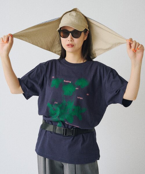 if size4 オリーブグリーン 長袖カットソー 翼プリント 美品 UNISEX/2サイズ展開】フローティング オン エアー シルクスクリーン