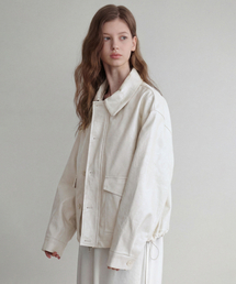 hidden Pocket Leather Jacket (Ivory)