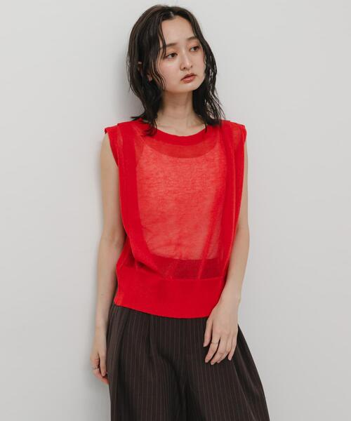 SENSE OF PLACE by URBAN RESEARCH（センスオブプレイスバイアーバンリサーチ）の「『洗濯可』シルクミックスショルダータックセーター（ニット/セーター・レディース・レッド/ブラック/アイボリー・ONE）」の22枚目の写真