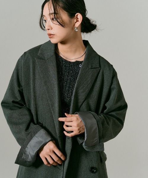 W:Huku(フーク)の「アシンメトリー ラメ ウール カーディガン / Asymmetric Lame Wool-Blend Cardigan(ニット/セーター・レディース・ブラック/オフホワイト/チャコール・FREE)」の18枚目の写真
