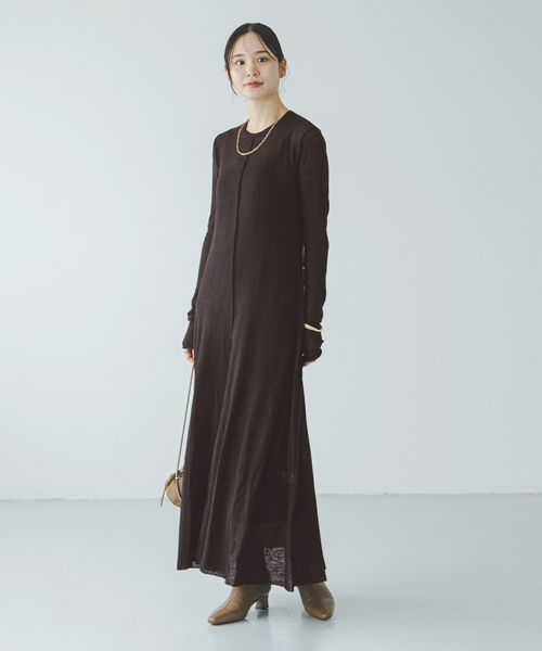 Noble(ノーブル)の「《追加・新色》デニットロングフレアワンピース(ワンピース・レディース・ベージュ/ブラウン・FREE)」の17枚目の写真