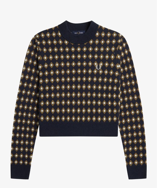 FRED PERRY（フレッドペリー）の「【先行予約受付中】Boucle Jacquard Knitted Top／ブークレジャガードニットトップ（ニット/セーター・レディース・ネイビー・10）」の8枚目の写真