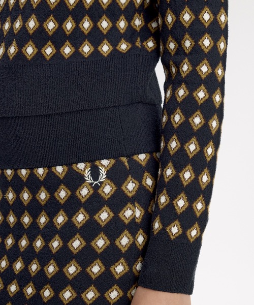 FRED PERRY（フレッドペリー）の「【先行予約受付中】Boucle Jacquard Knitted Top／ブークレジャガードニットトップ（ニット/セーター・レディース・ネイビー・10）」の5枚目の写真
