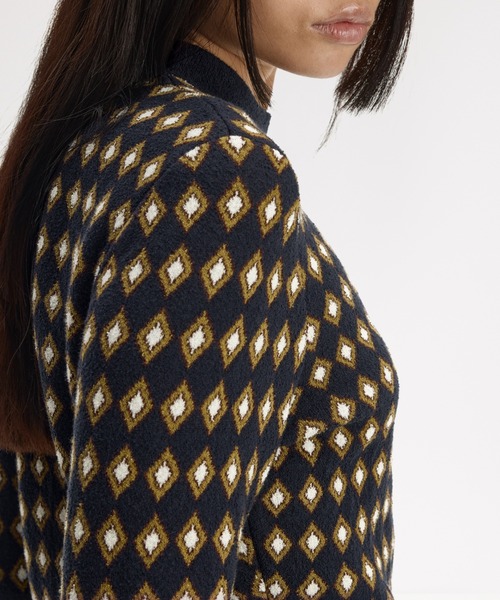 FRED PERRY（フレッドペリー）の「【先行予約受付中】Boucle Jacquard Knitted Top／ブークレジャガードニットトップ（ニット/セーター・レディース・ネイビー・10）」の3枚目の写真