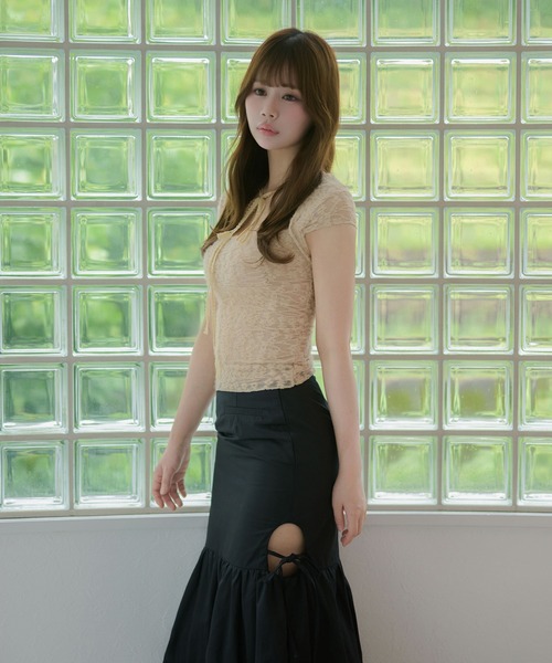 M DOLLY（エムドリー）の「Flower lace evelyn ribbon tops / フラワーレースエヴリンリボントップス（その他トップス・レディース・ベージュ/アイボリー・FREE）」の8枚目の写真