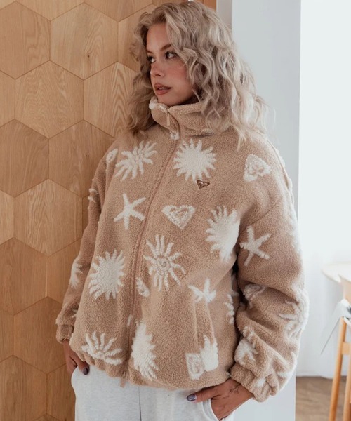 ROXY(ロキシー)の「ROXY/ロキシー ジャガードボアジャケット RJK264041(その他アウター・レディース・ライトブルー/ベージュ/キナリ・M/L)」の3枚目の写真