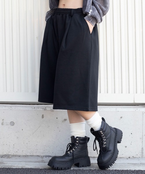 WEGO(ウィゴー)の「WEGO/【26年春夏新作】タックスウェットハーフパンツ(スウェットパンツ・レディース・杢グレー/ブラック・FREE)」の14枚目の写真