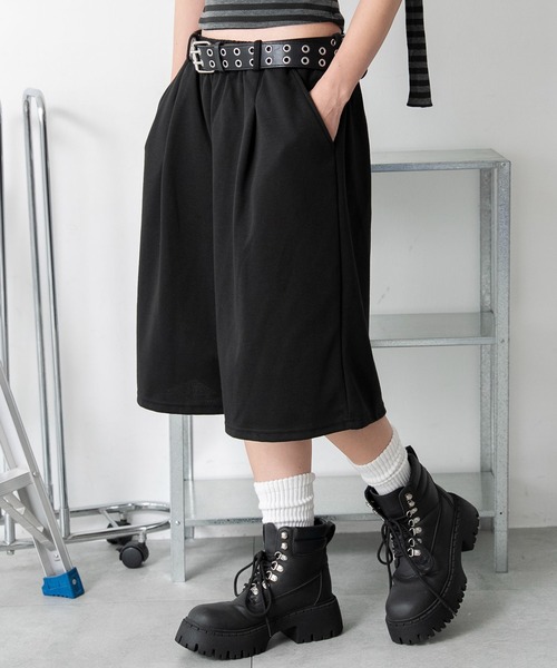 WEGO(ウィゴー)の「WEGO/【26年春夏新作】タックスウェットハーフパンツ(スウェットパンツ・レディース・杢グレー/ブラック・FREE)」の10枚目の写真