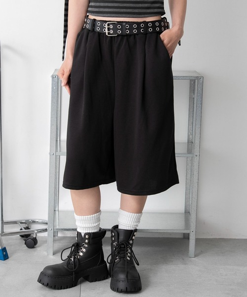 WEGO(ウィゴー)の「WEGO/【26年春夏新作】タックスウェットハーフパンツ(スウェットパンツ・レディース・杢グレー/ブラック・FREE)」の9枚目の写真