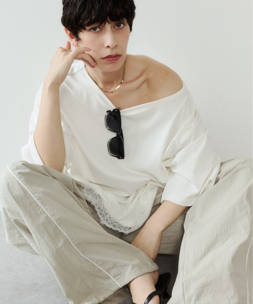 VION(ヴィオン)の「パイピングナイロンパンツ / Piping Nylon Pants(その他パンツ・レディース・ベージュ/ネイビー・S/M)」の22枚目の写真