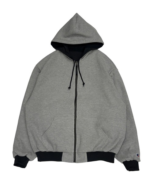 Russell Athletic(ラッセルアスレティック)の「RUSSELL ATHLETIC / ラッセルアスレティック Reversible Zip Hoodie Jacket リバーシブル ジップ フーディー ジャケット 2way ライトアウター フルジップパーカー フード メンズ レディース 2026年 秋 秋服 冬 冬服(パーカー・メンズ・ブラック/ブラウン・L/XL/M)」の3枚目の写真