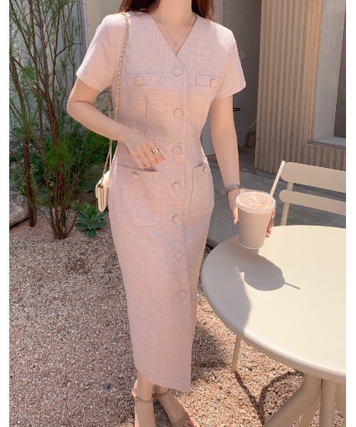 FAVORITO(ファヴォリート)の「Vネックシャツワンピース(ワンピース・レディース・ブラック/ピンク・F)」の19枚目の写真