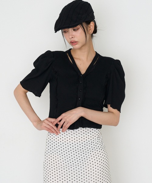 RAY CASSIN(レイカズン)の「【マルチウェイ】Vネックパワショルカーディガン / Tシャツ(Tシャツ/カットソー・レディース・ブラック/グレー/ホワイト・S)」の11枚目の写真